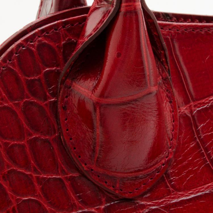 Pre Owned Furla Red Crocodile Leather Large Clara Shopper