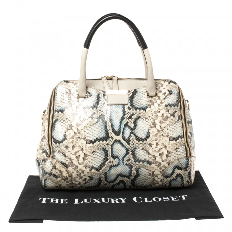 Pre Owned Furla Multicolor Python Embossed Leather Satchel