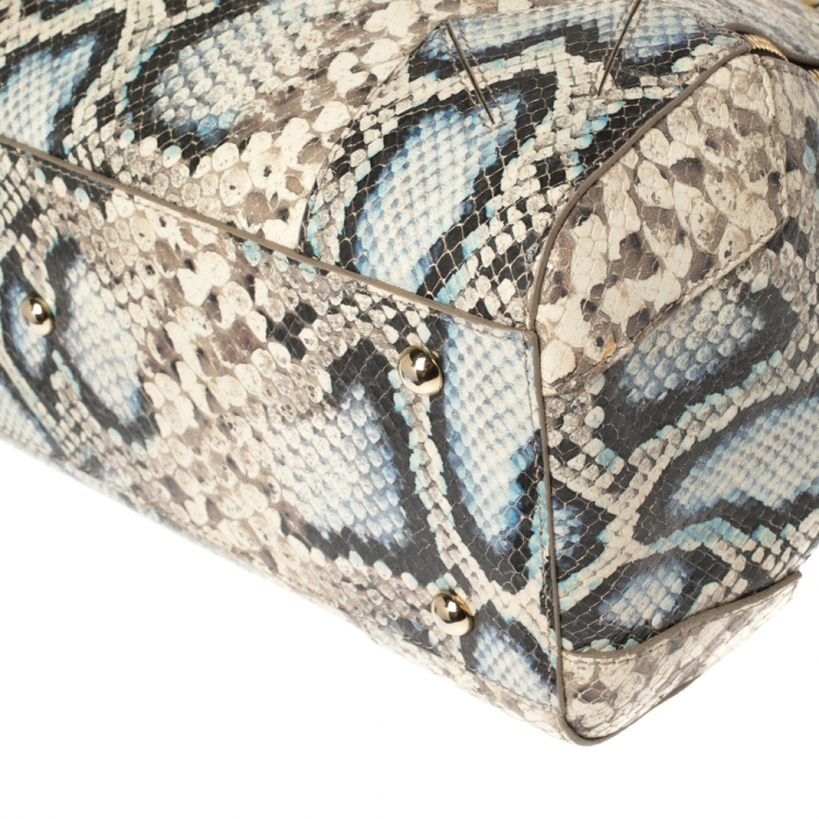 Pre Owned Furla Multicolor Python Embossed Leather Satchel