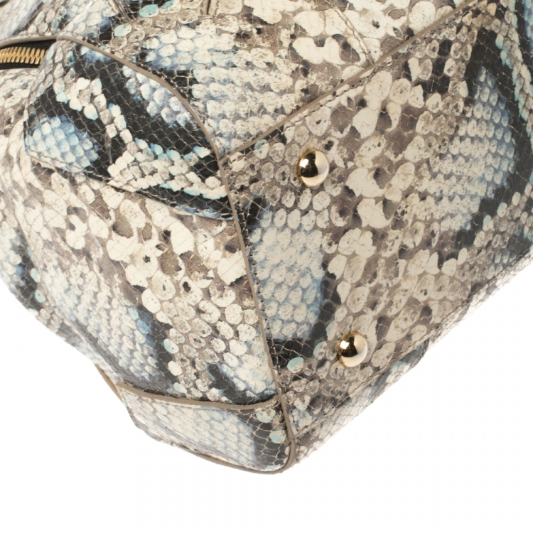Pre Owned Furla Multicolor Python Embossed Leather Satchel