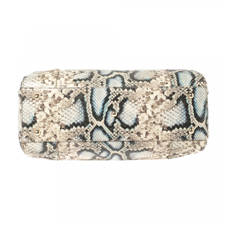 Pre Owned Furla Multicolor Python Embossed Leather Satchel