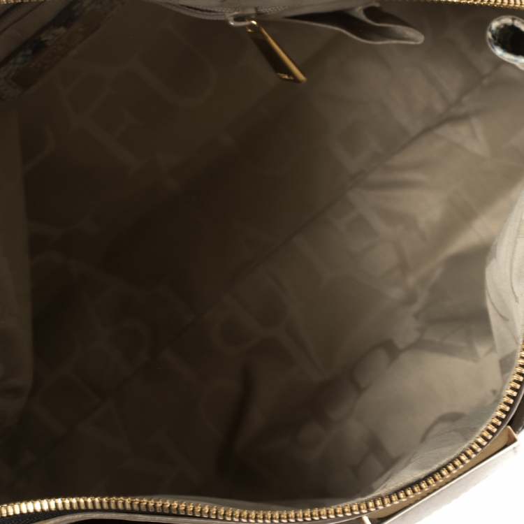 Pre Owned Furla Multicolor Python Embossed Leather Satchel