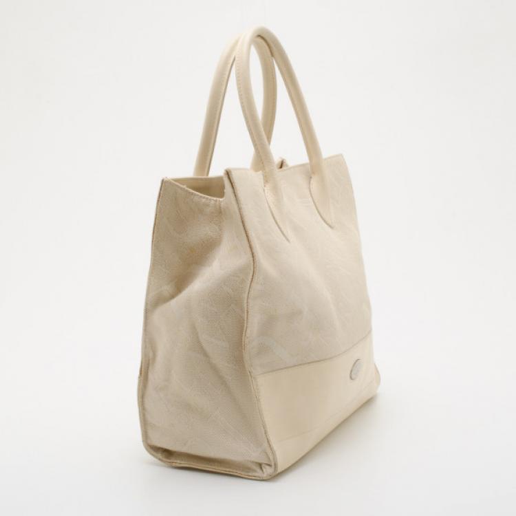 Pre Owned Furla Beige Canvas Shopper Tote