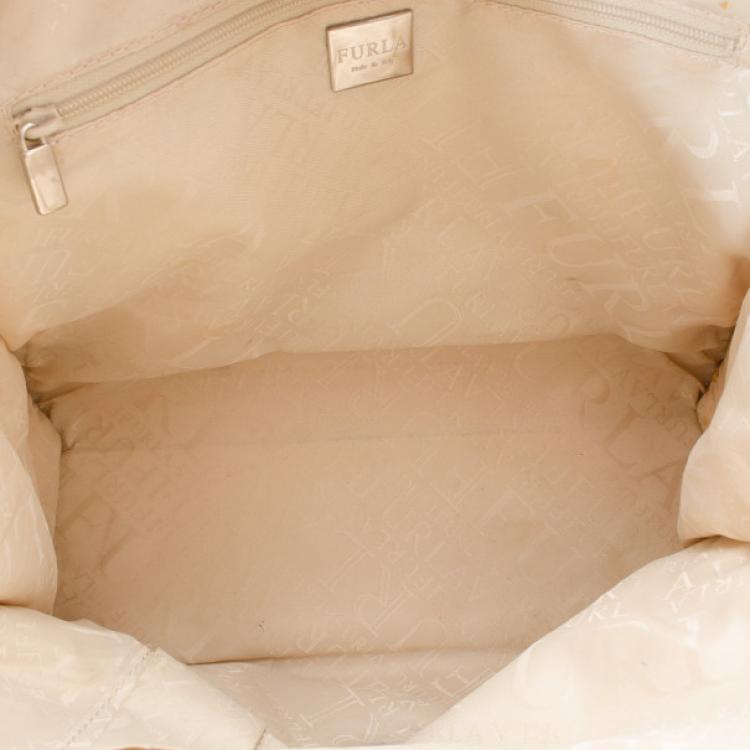 Pre Owned Furla Beige Canvas Shopper Tote