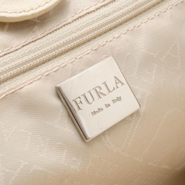 Pre Owned Furla Beige Canvas Shopper Tote