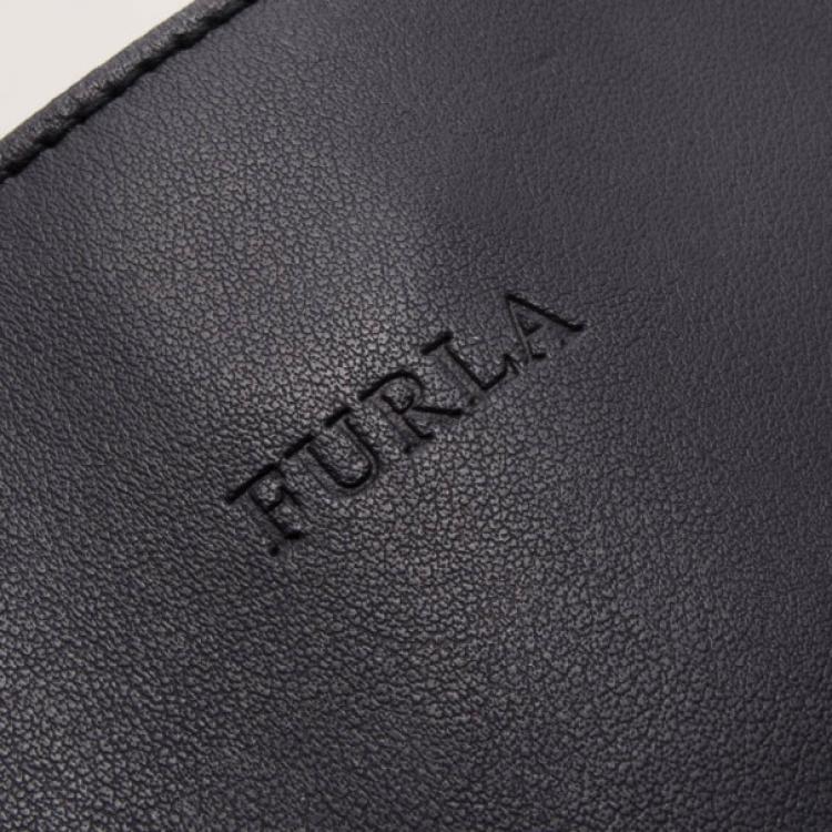 Pre Owned Furla Large Black Leather Tote 