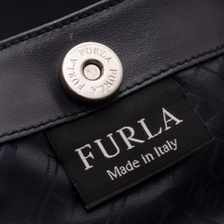Pre Owned Furla Large Black Leather Tote 