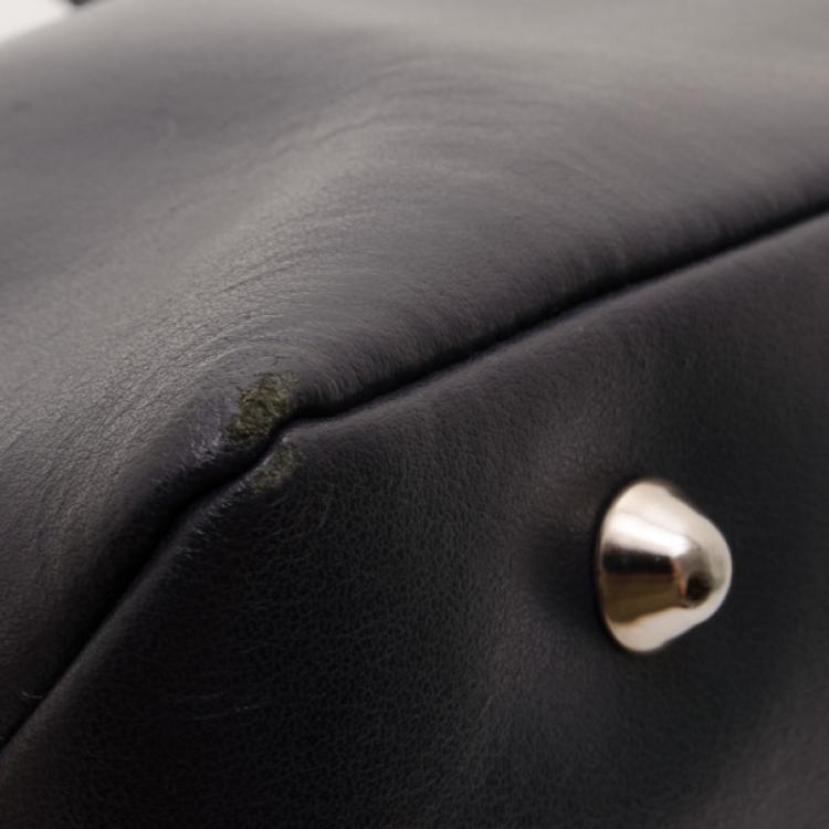 Pre Owned Furla Large Black Leather Tote 