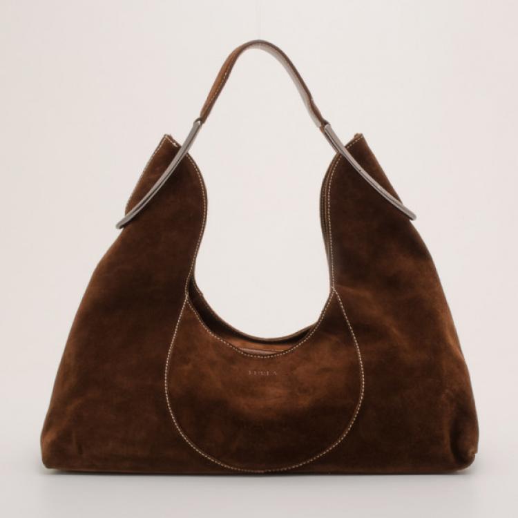 Furla Coffee Suede Hobo Furla