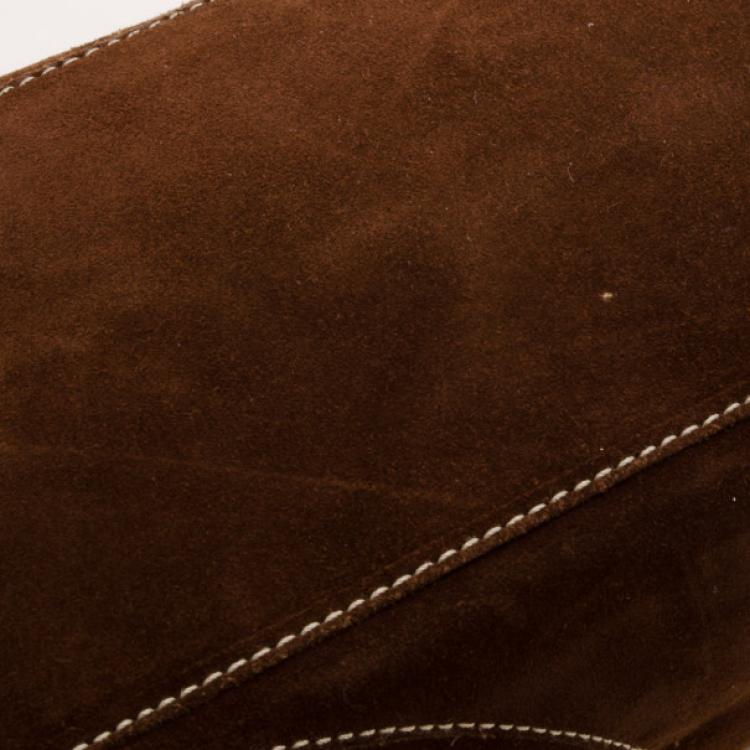 Pre Owned Furla Coffee Suede Hobo