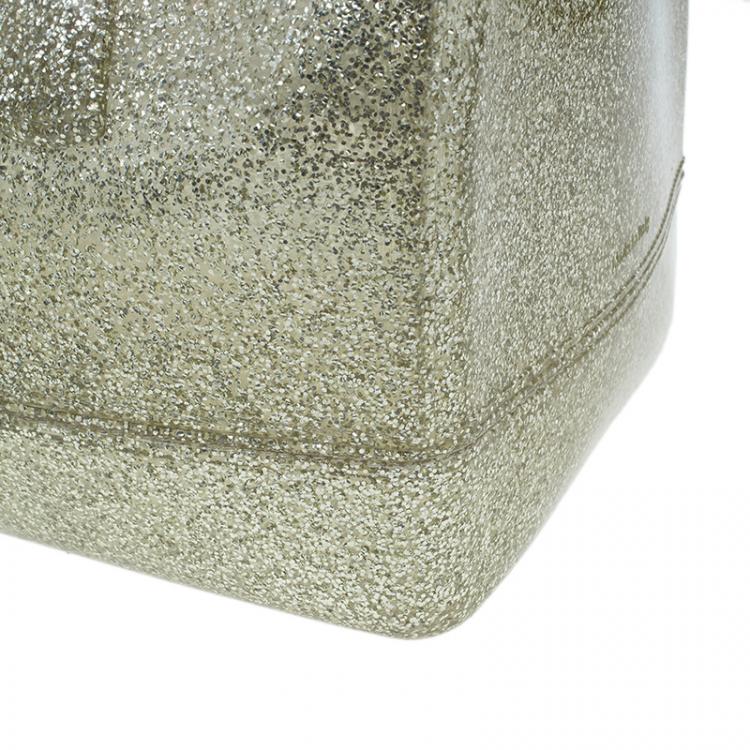 Pre Owned Furla Gold Glitter Rubber Candy Satchel Bag