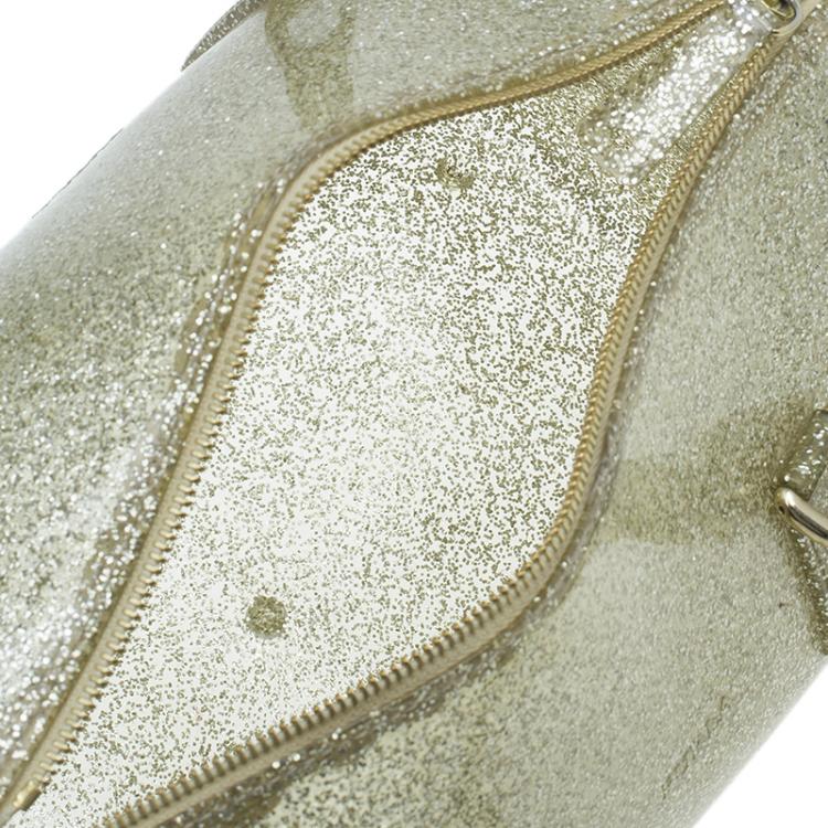 Pre Owned Furla Gold Glitter Rubber Candy Satchel Bag