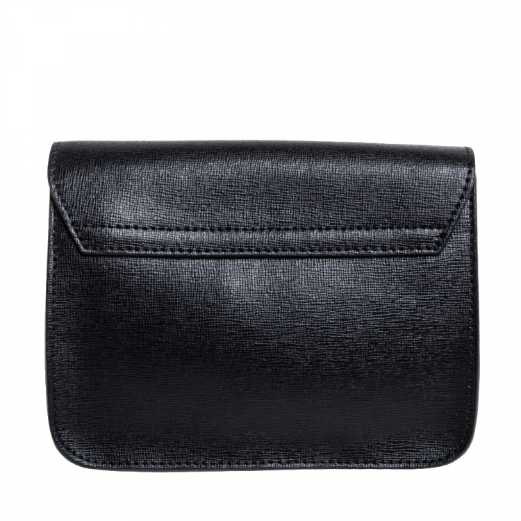 Pre Owned Furla Black Leather Mini Metropolis Chain Crossbody Bag