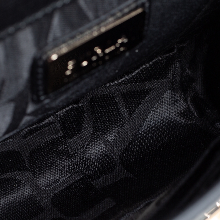 Pre Owned Furla Black Leather Mini Metropolis Chain Crossbody Bag
