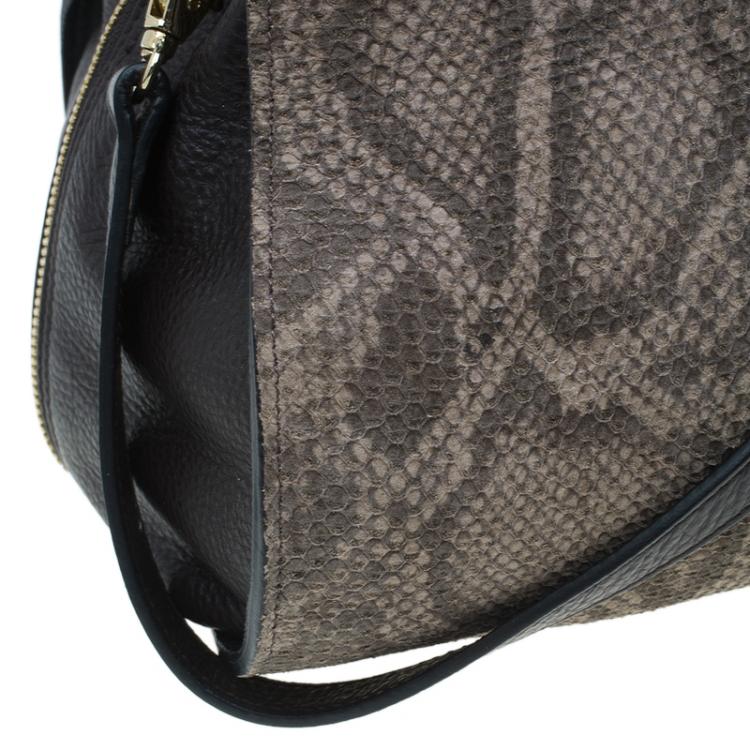 Pre Owned Furla Beige/Brown Python Embossed Leather Venus Satchel
