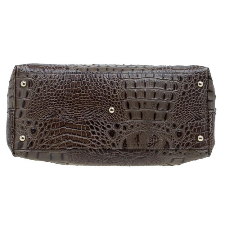 Pre Owned Furla Brown Croc Embossed Leather Onyx Tote