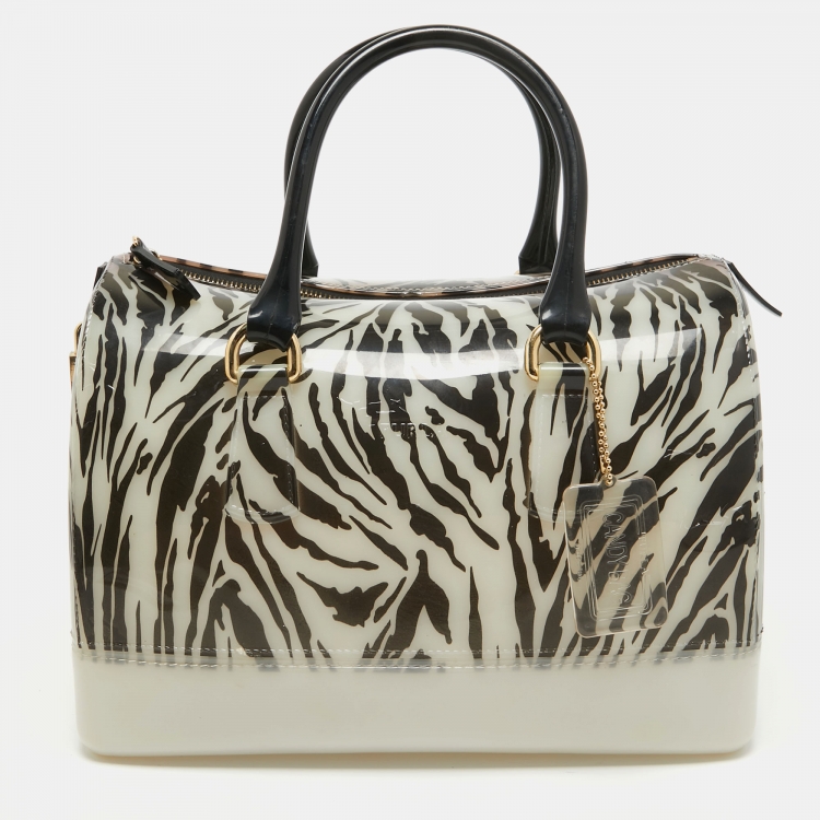 Furla Black/White Zebra Print Rubber Candy Satchel Furla | The Luxury ...