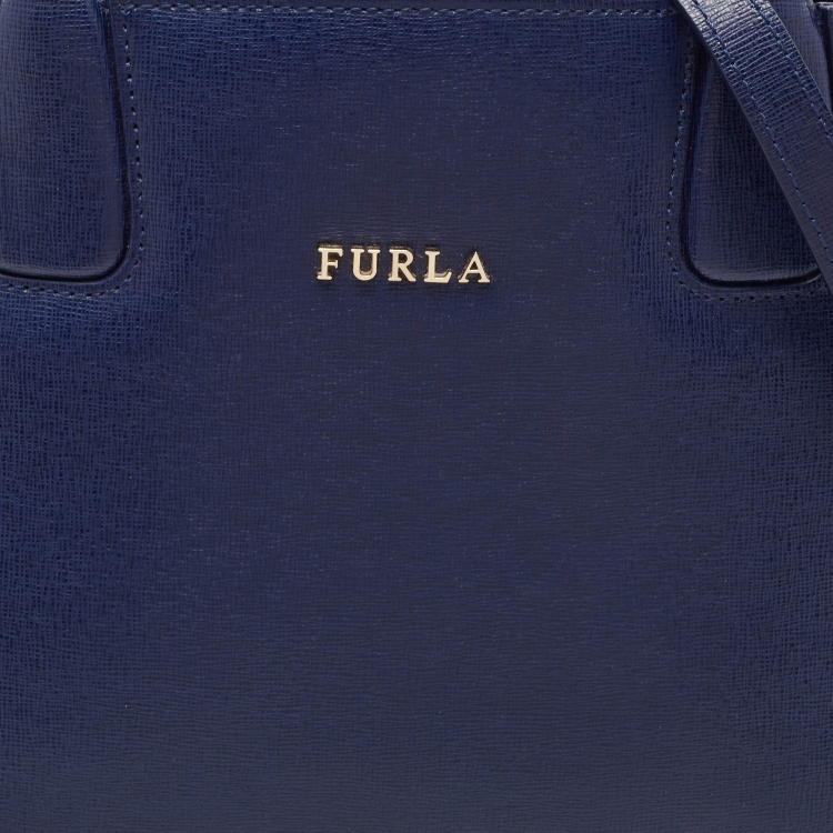 Pre Owned Furla Blue Leather Josi East West Tote