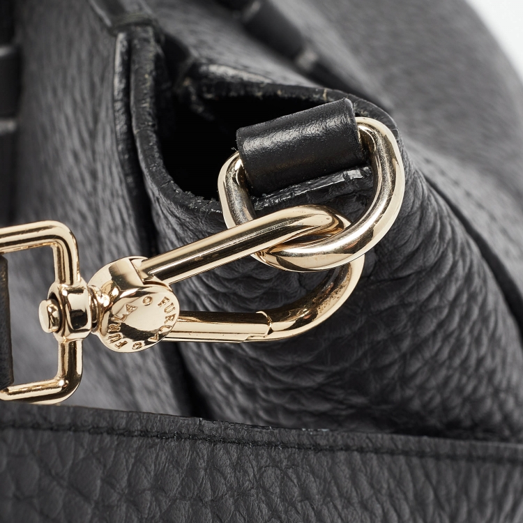 Pre Owned Furla Black Pebbled Leather Small Capriccio Tote