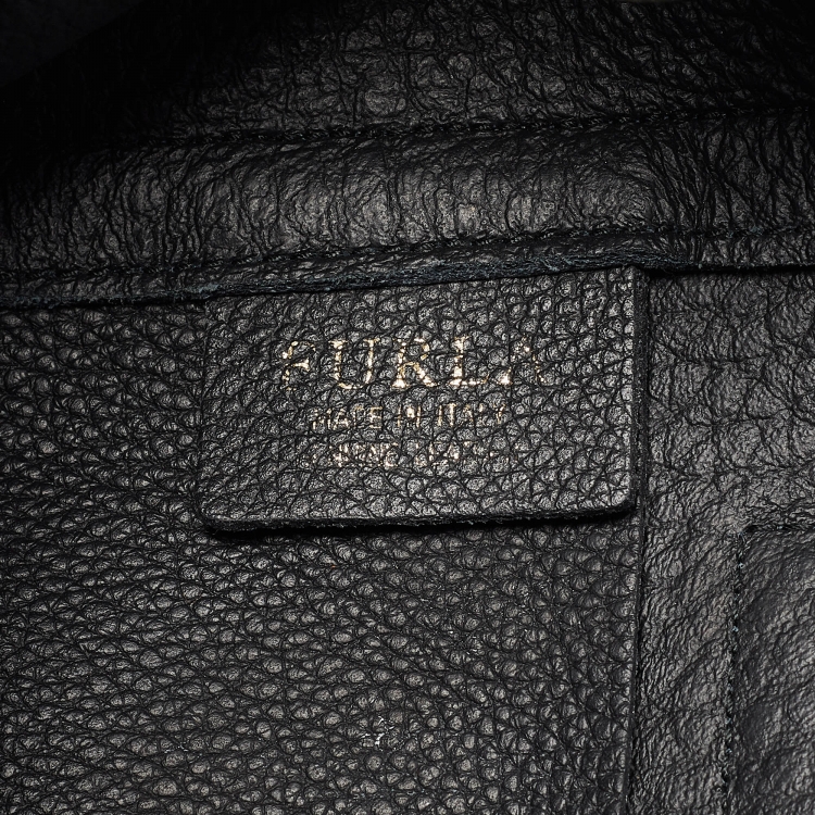 Pre Owned Furla Black Pebbled Leather Small Capriccio Tote