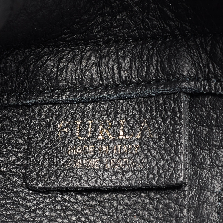 Pre Owned Furla Black Pebbled Leather Small Capriccio Tote
