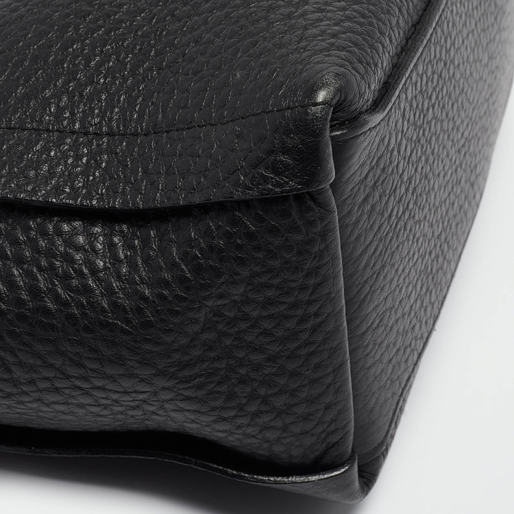 Pre Owned Furla Black Pebbled Leather Small Capriccio Tote