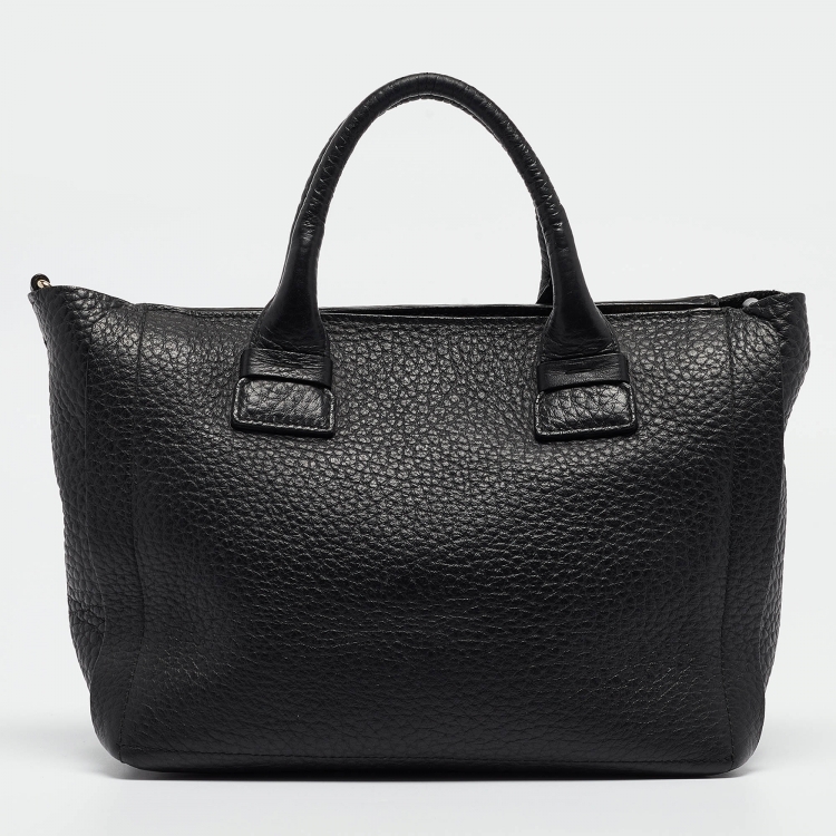 Pre Owned Furla Black Pebbled Leather Small Capriccio Tote