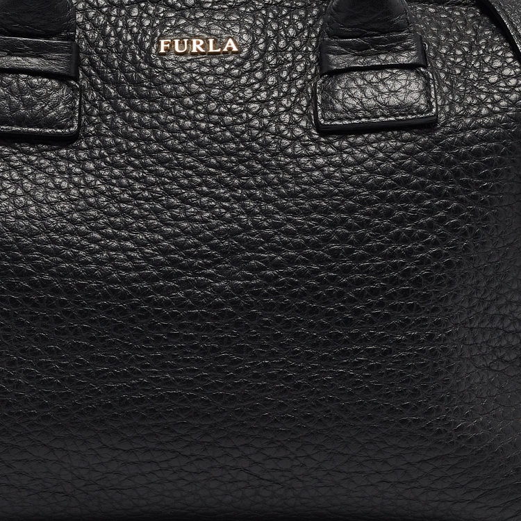 Pre Owned Furla Black Pebbled Leather Small Capriccio Tote
