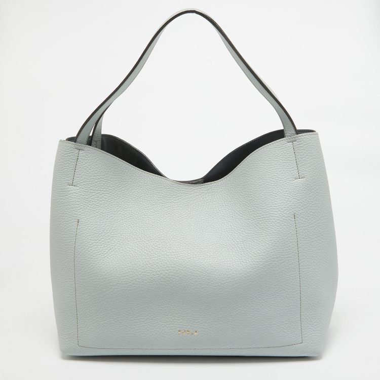 Pre Owned Furla Light Blue Leather Primula Tote