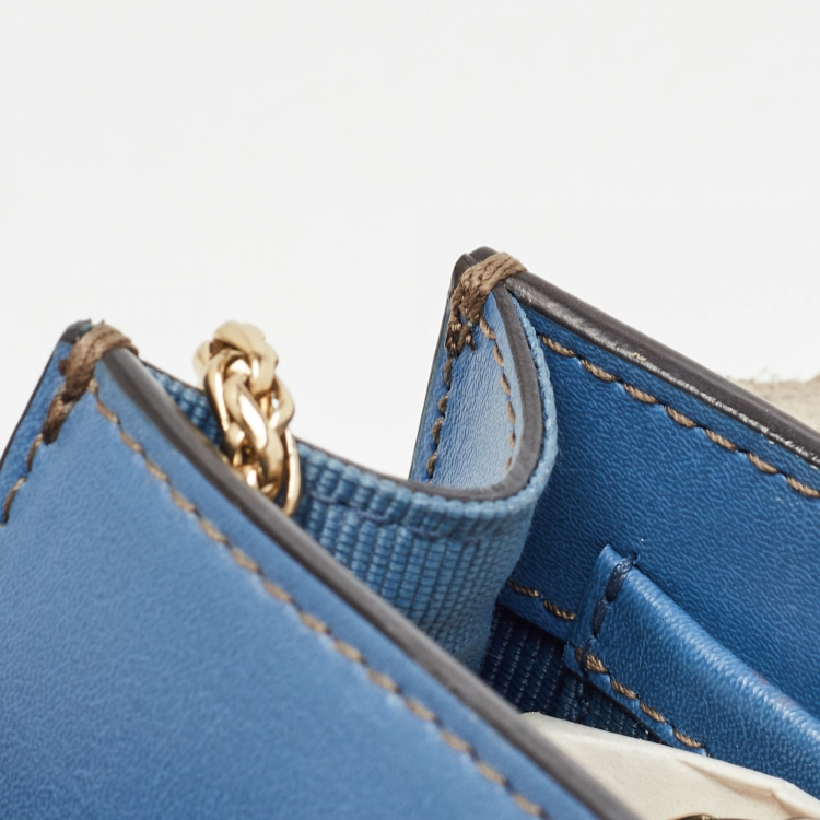 Pre Owned Furla Blue Leather Mini Metropolis Crossbody Bag