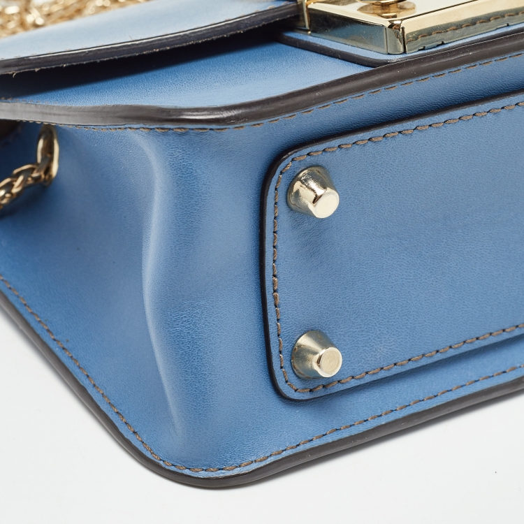 Pre Owned Furla Blue Leather Mini Metropolis Crossbody Bag