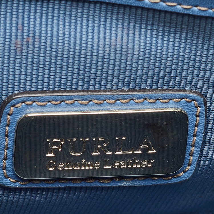 Pre Owned Furla Blue Leather Mini Metropolis Crossbody Bag