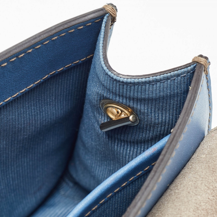 Pre Owned Furla Blue Leather Mini Metropolis Crossbody Bag