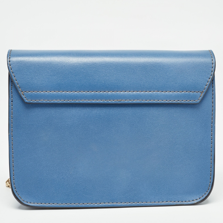 Pre Owned Furla Blue Leather Mini Metropolis Crossbody Bag