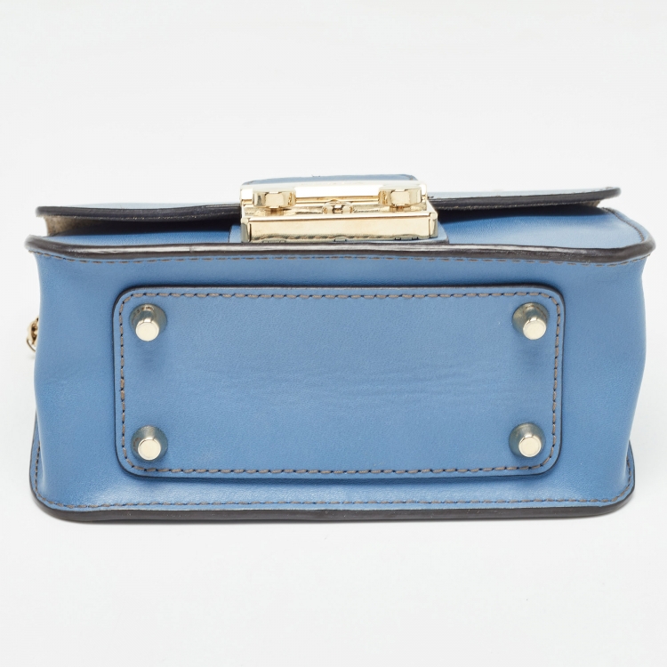 Pre Owned Furla Blue Leather Mini Metropolis Crossbody Bag