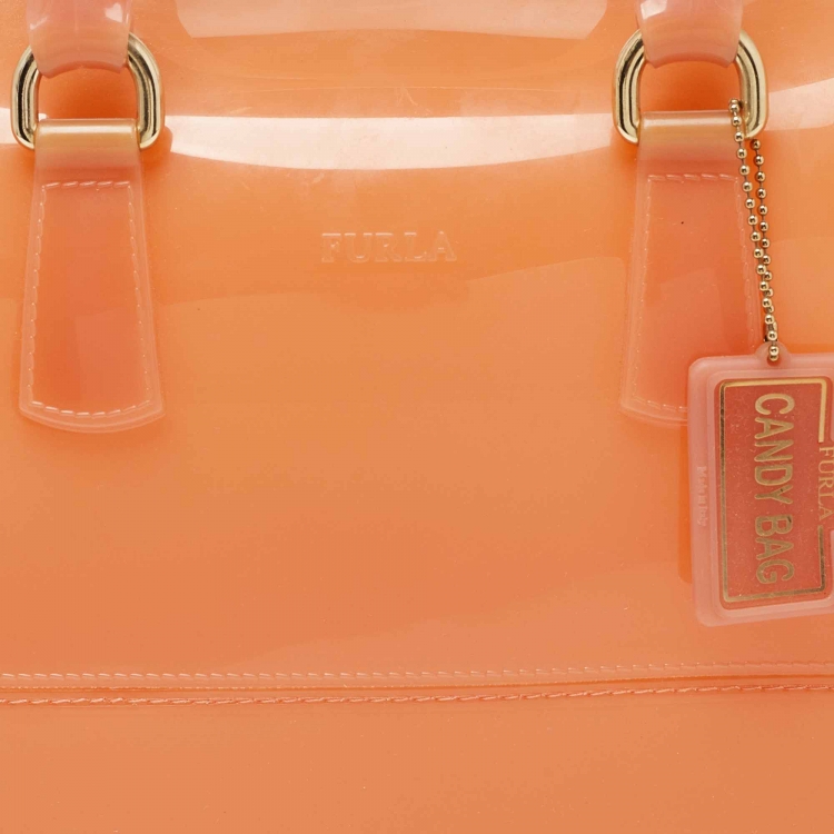 Pre Owned Furla Orange Rubber Candy Satchel