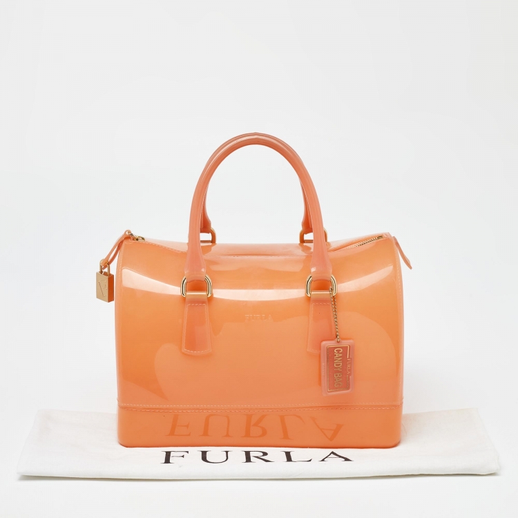 Pre Owned Furla Orange Rubber Candy Satchel
