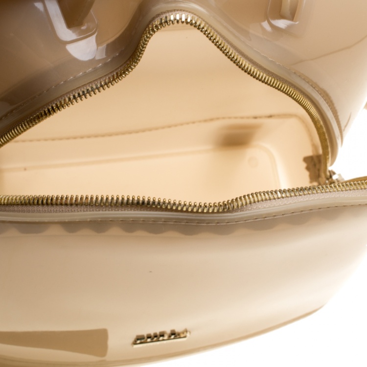 Pre Owned Furla Beige Rubber Small Candy Backpack 