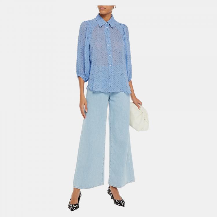 Pre Owned Ganni Viscose 3 Quarter Sleeves Top EU 34