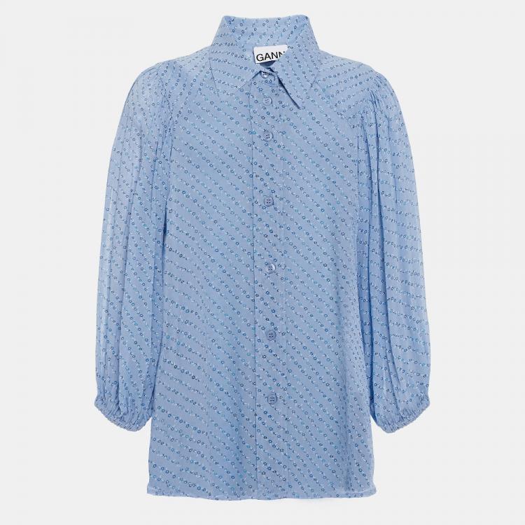 Pre Owned Ganni Viscose 3 Quarter Sleeves Top EU 34