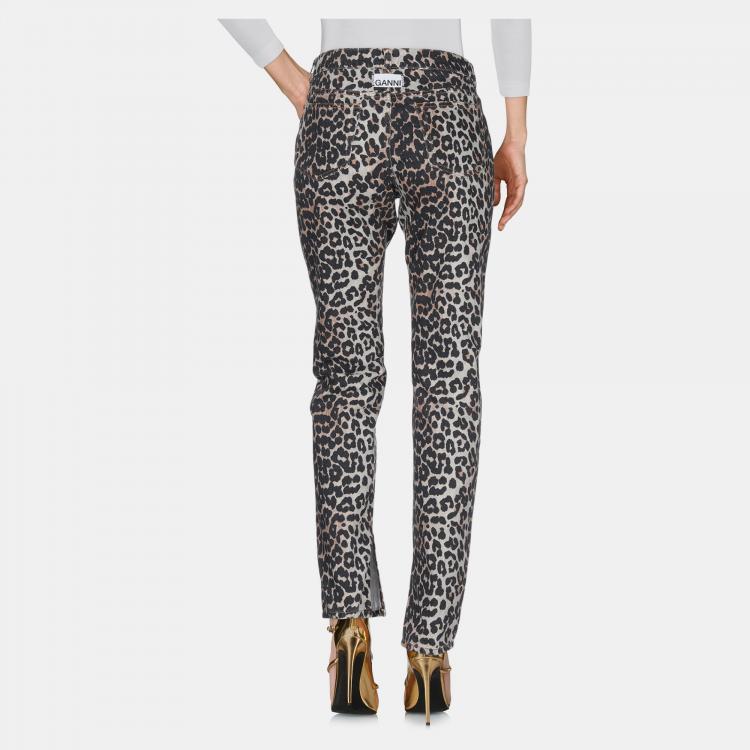 Pre Owned Ganni Multicolor Animal Print Denim Jeans M Waist 28"
