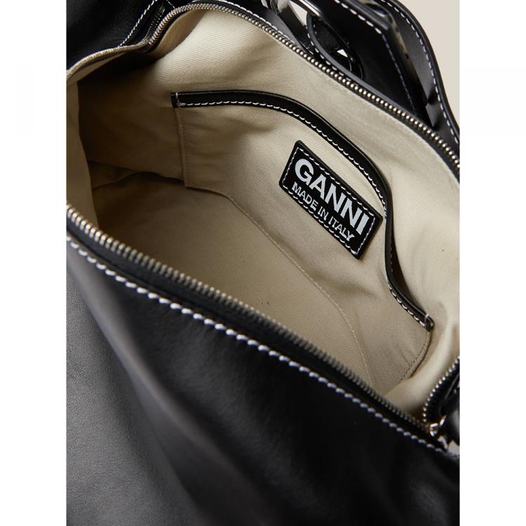 Pre Owned Ganni Black Leather Shoulder Bag