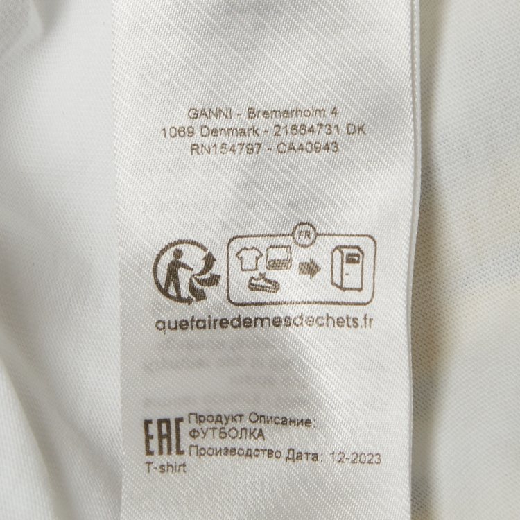 Pre Owned Ganni White Jersey Peach Print Relaxed T-Shirt M