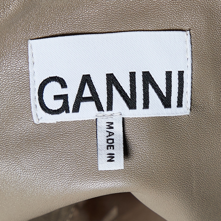 Pre Owned Ganni Brown Leather Sleeveless Shift Dress M