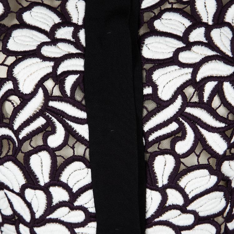 Pre Owned Giambattista Valli Black Printed Silk Georgette Floral Embroidered Ruffled Dress XL