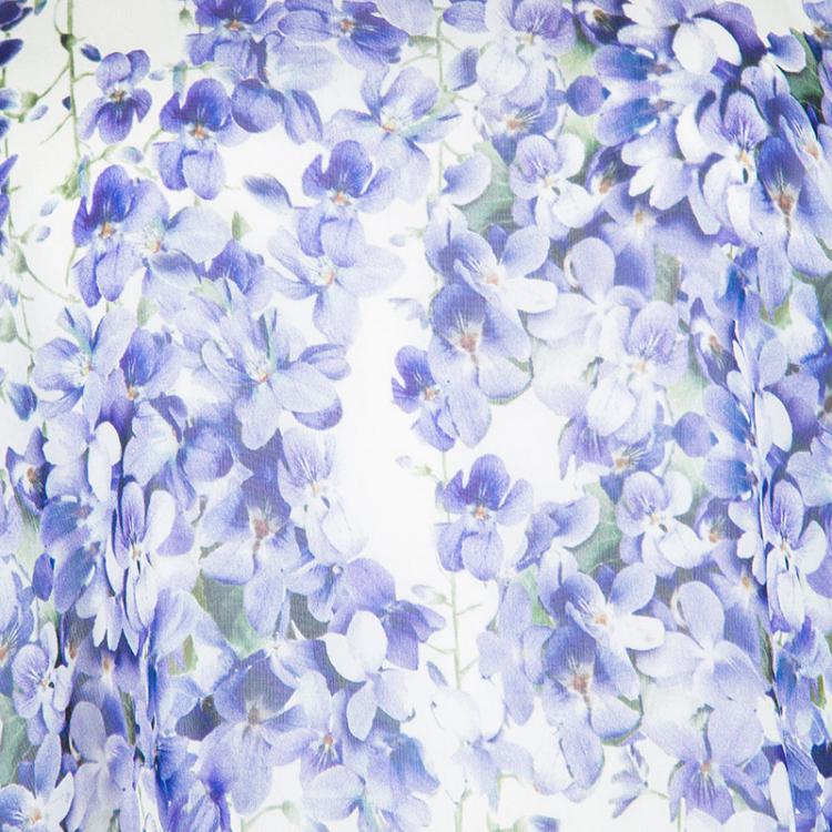 Pre Owned Giambattista Valli White Floral Print Silk Long Sleeve Blouse XL