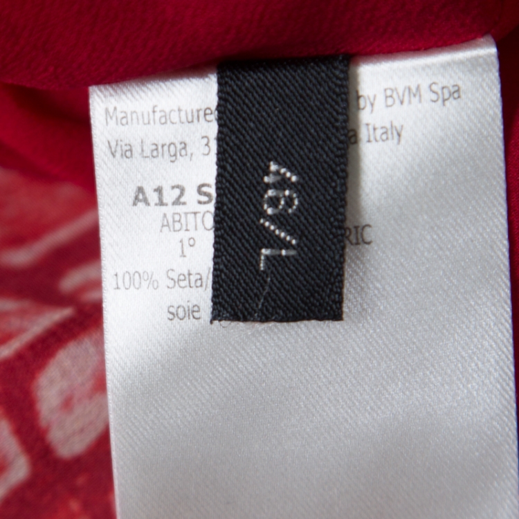 Pre Owned Giambattista Valli Red Crocodile Skin Printed Silk Sleeveless Cocktail Gown L