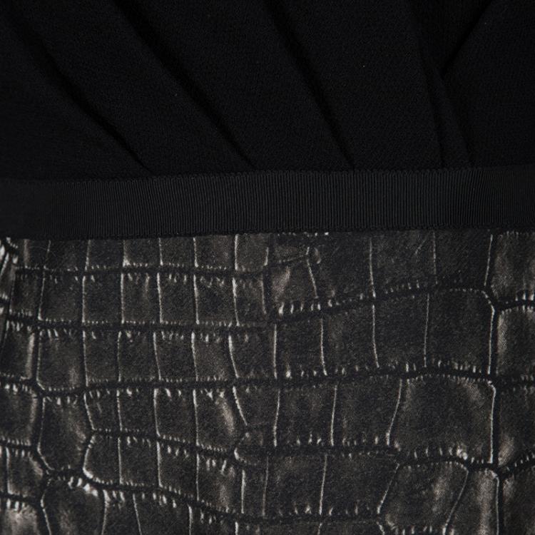 Pre Owned Giambattista Valli Black Croc Print Sleeveless Dress M