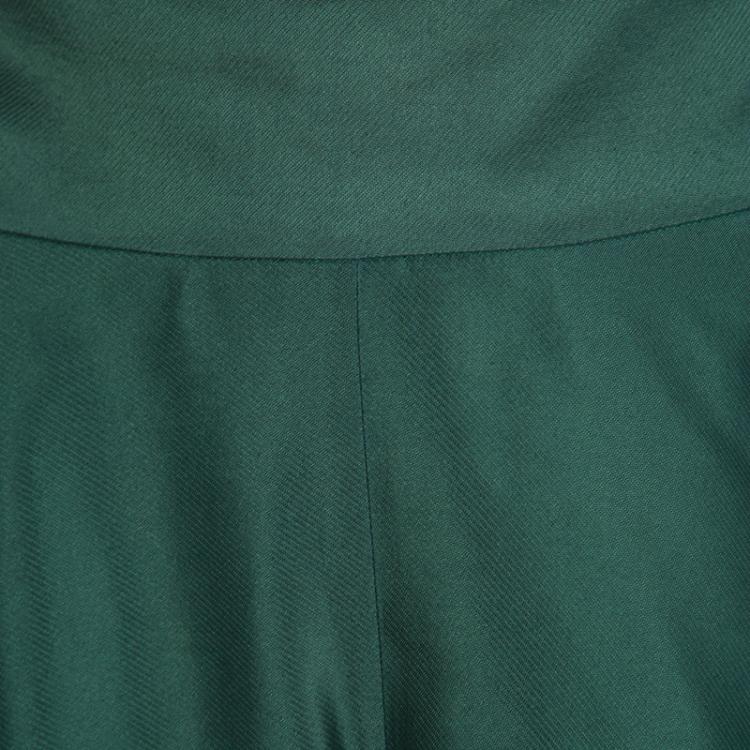 Pre Owned Gianfranco Ferre Emerald Green Ruffle Detail High Waist Draped Skort M