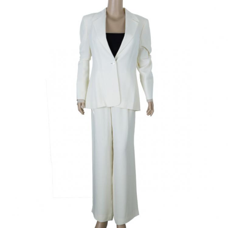 Pre Owned Gianfranco Ferre Studio Off-White Suit M